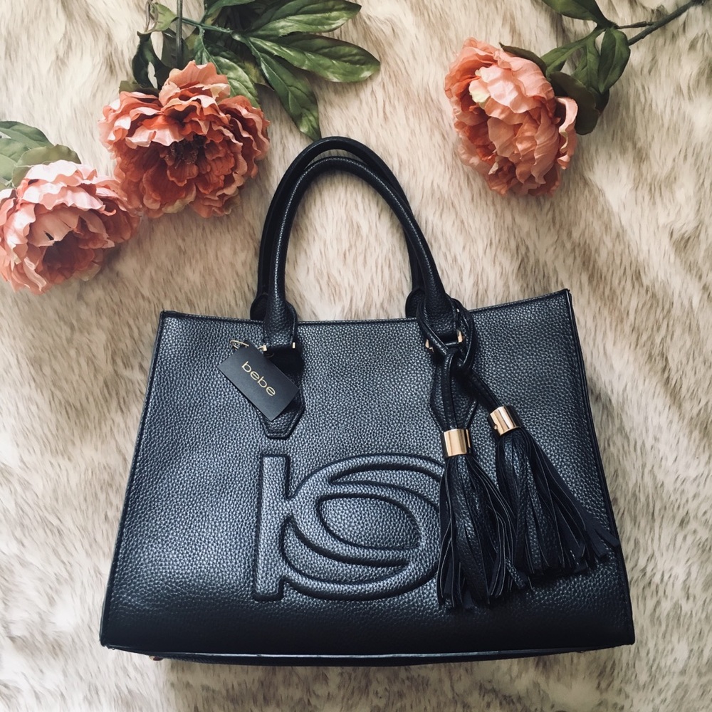 BRAND NEW Bebe black tassel handbag